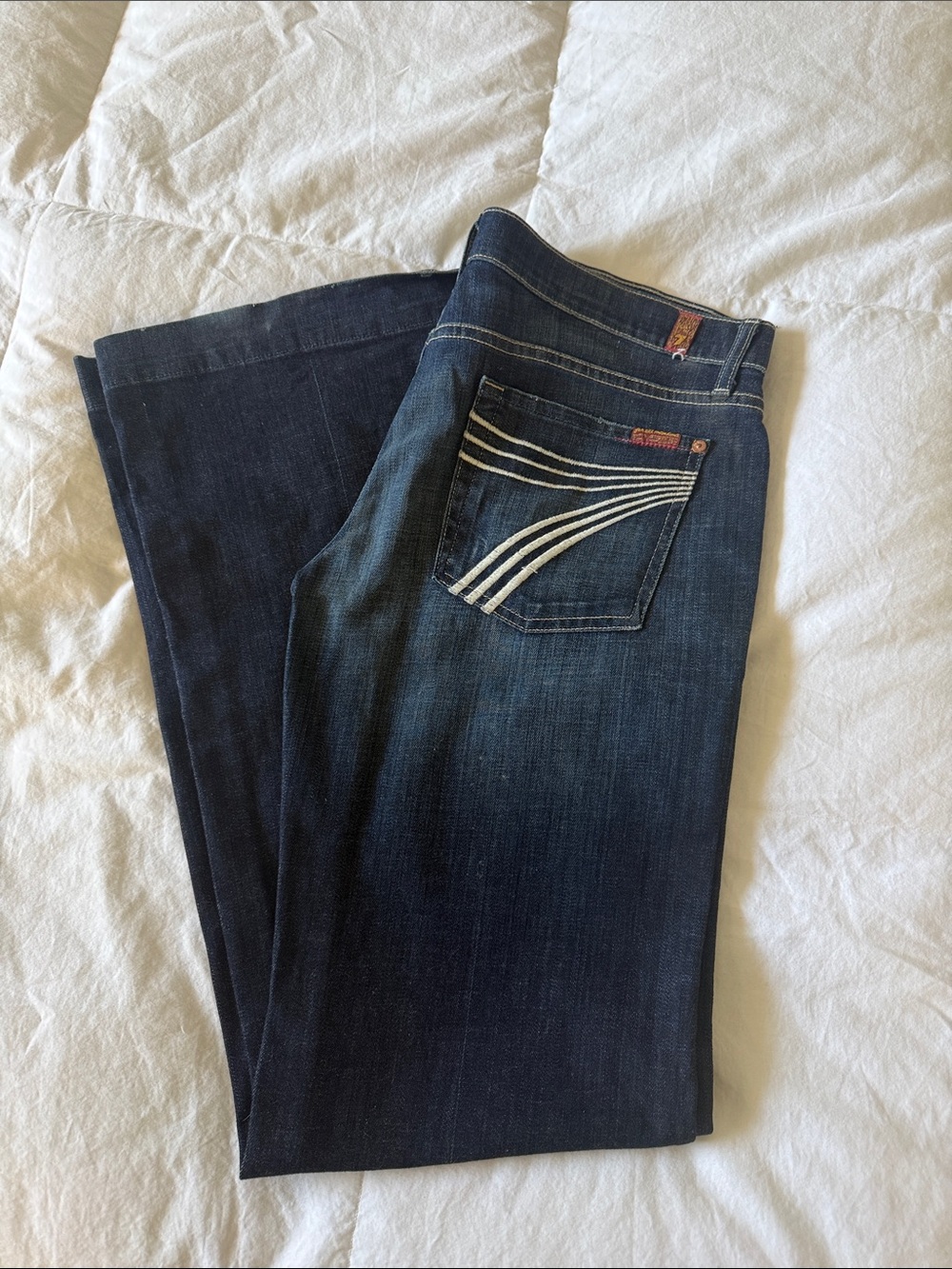 Dark Wash Dojo Women's Jeans with White Pocket Stitching